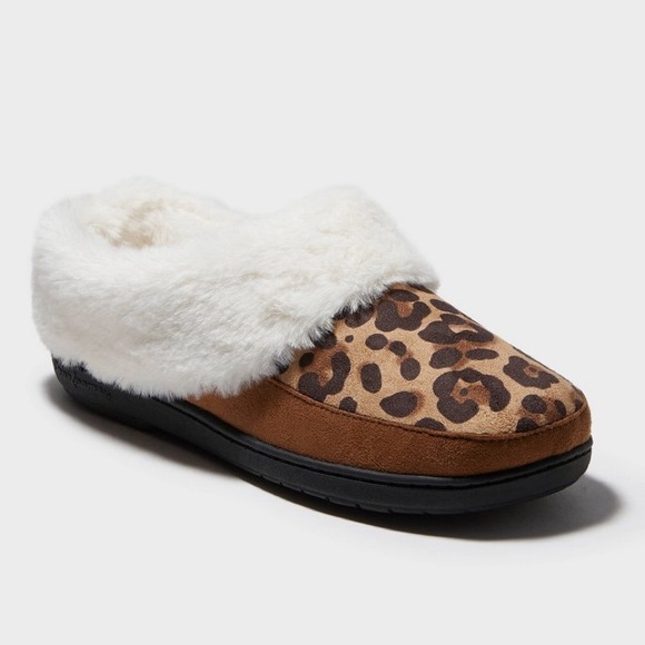 dearfoams Shoes - Leopard Women’s Slippers Dearfoam Fur Slip On Cozy